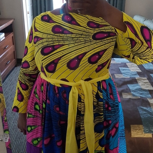 Color Pop African Wax Print Dress - Picture 3 of 7
